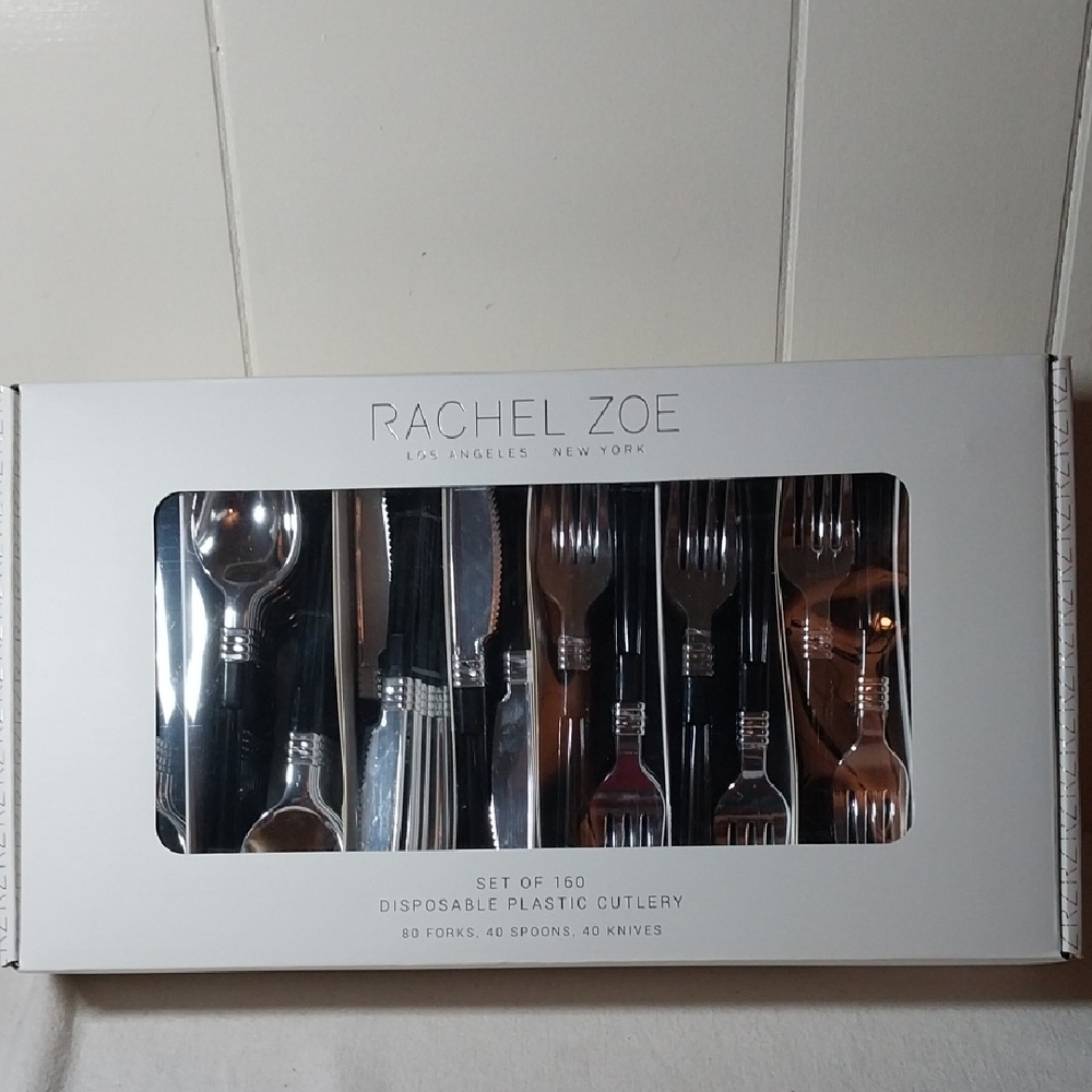 Rachel Zoe set of 160 disposable plastic cutlery black